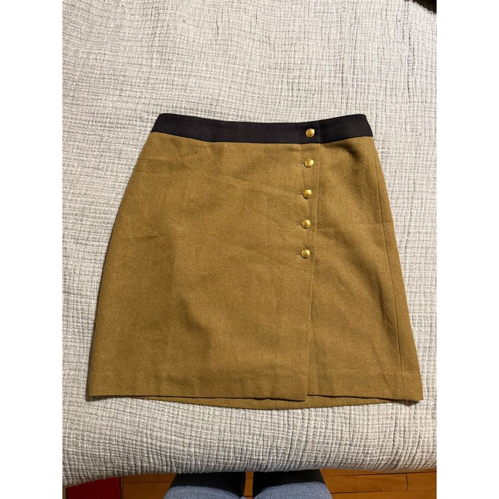 Banana Republic Heritage Collection Wool Blend Olive Mini Skirt Size 6 Y2K